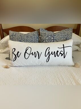 GrandinRoad "Be Our Guest" lumbar pillow